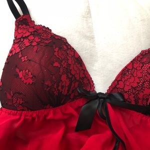 NWOT red/black lace Teddy/panty set